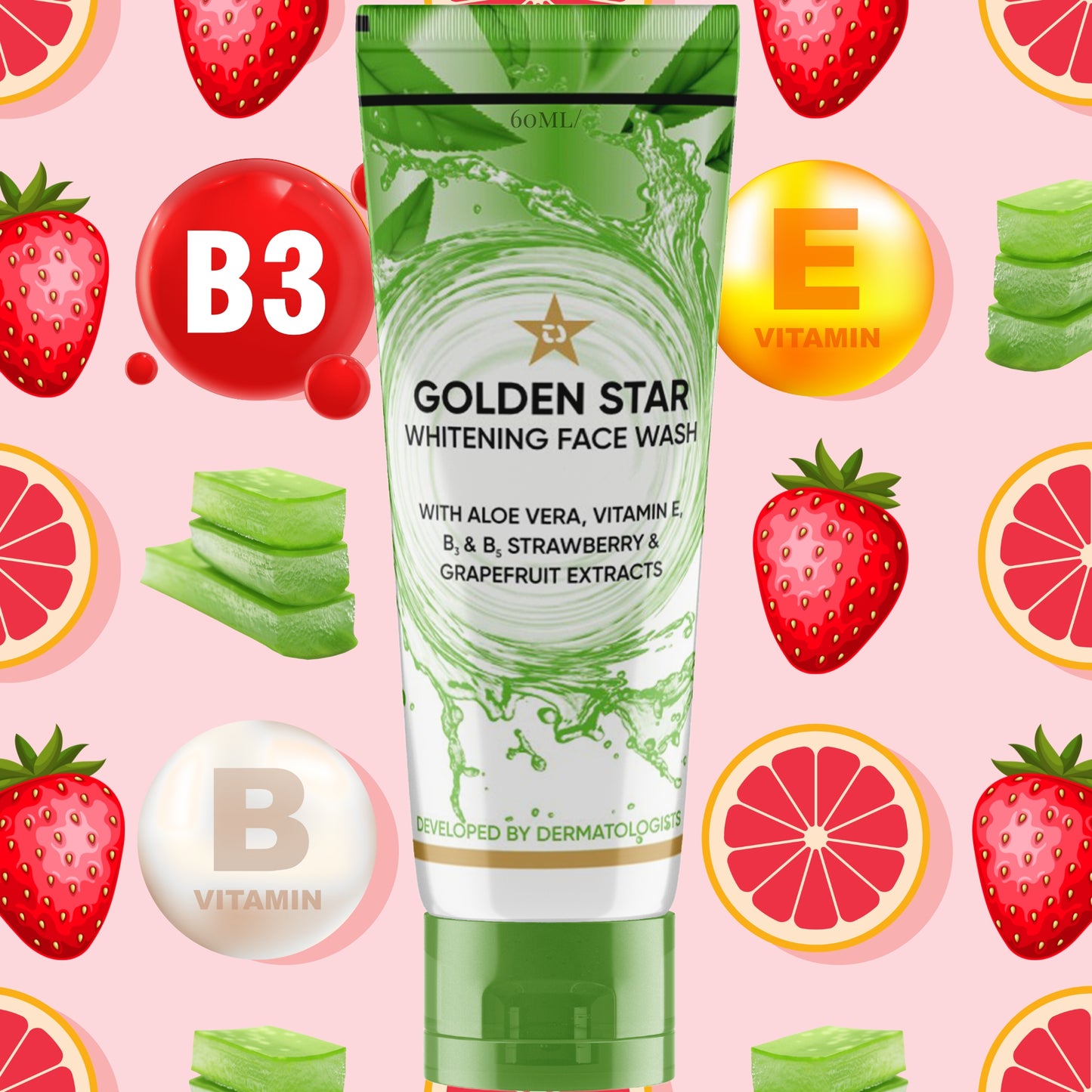 Golden Star Whitening Face Wash (Green)